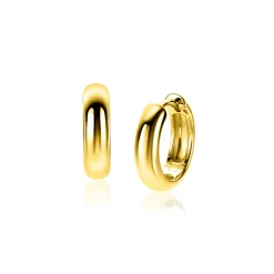 15mm ZINZI gold plated zilveren oorringen met gladde ronde buis van 4mm breed en luxe klapsluiting ZIO2565G