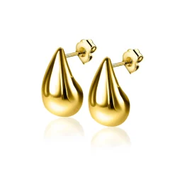 20mm ZINZI gold plated zilveren oorstekers in organische druppelvorm ZIO2589G