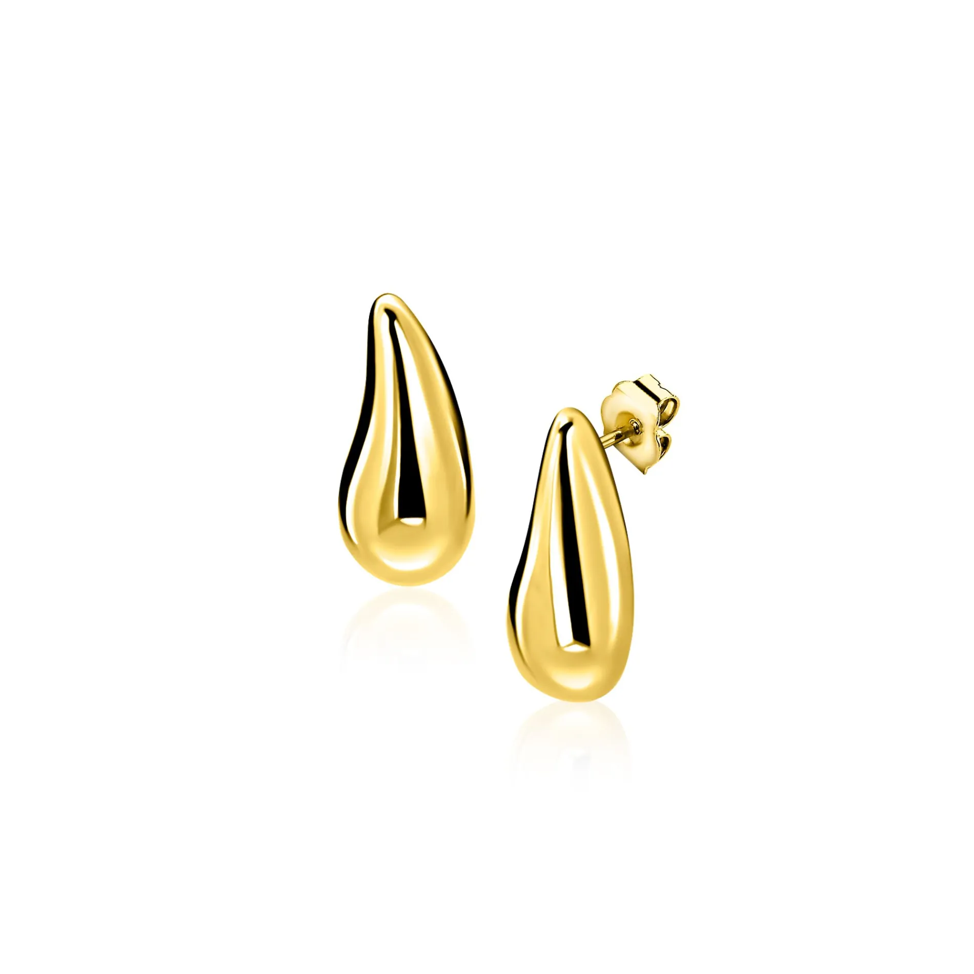 8,5mm ZINZI gold plated zilveren oorstekers druppelvorm ZIO2719G