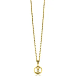 9mm ZINZI gold plated zilveren Tweelingen sterrenbeeldhanger bezet met witte zirconia ZIHY-TWE (zonder collier)