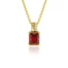 14mm ZINZI gold plated zilveren hanger met rechthoekige rood granaat kleursteen en luxe hangoog ZIH2392R (zonder collier)