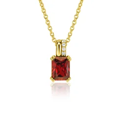 14mm ZINZI gold plated zilveren hanger met rechthoekige rood granaat kleursteen en luxe hangoog ZIH2392R (zonder collier)