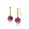 27mm ZINZI gold plated zilveren oorhangers met paarse bead 10mm ZIO266PG