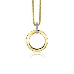 17mm ZINZI gold plated zilveren ronde hanger met sluitring ZIH2060Y (zonder collier)