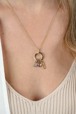 17mm ZINZI gold plated zilveren ronde hanger met sluitring ZIH2060Y (zonder collier)