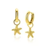 8mm ZINZI gold plated zilveren oorbedels zeester ZICH2731 (zonder oorringen)