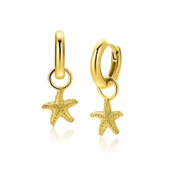 8mm ZINZI gold plated zilveren oorbedels zeester ZICH2731 (zonder oorringen)