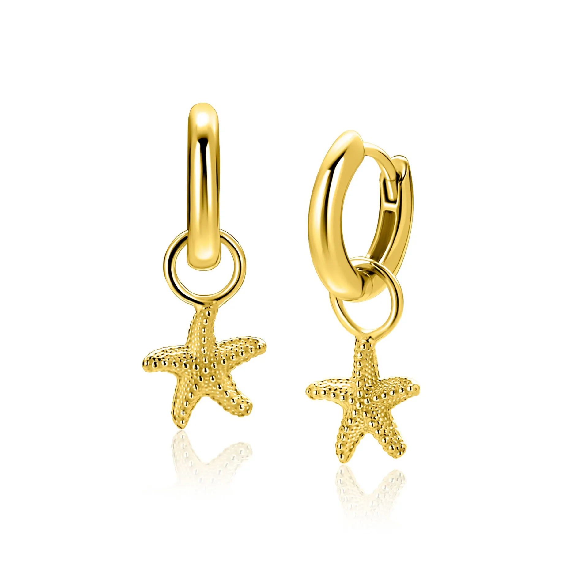 8mm ZINZI gold plated zilveren oorbedels zeester ZICH2731 (zonder oorringen)