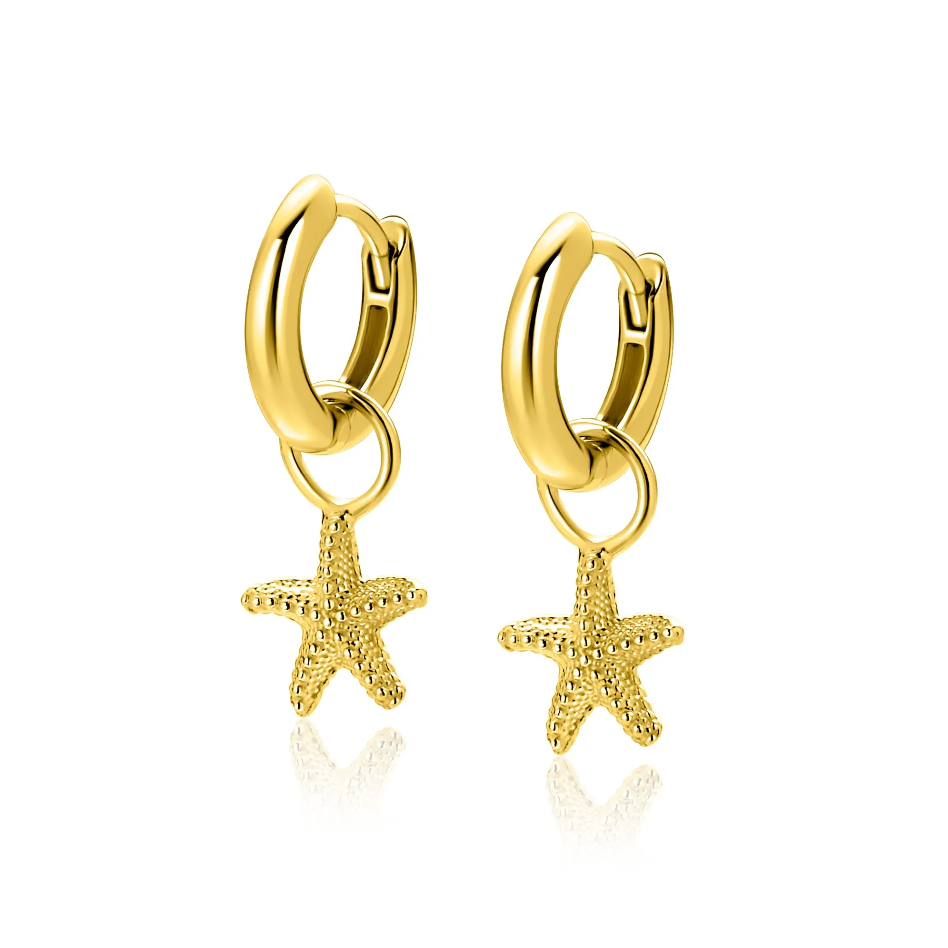 8mm ZINZI gold plated zilveren oorbedels zeester ZICH2731 (zonder oorringen)