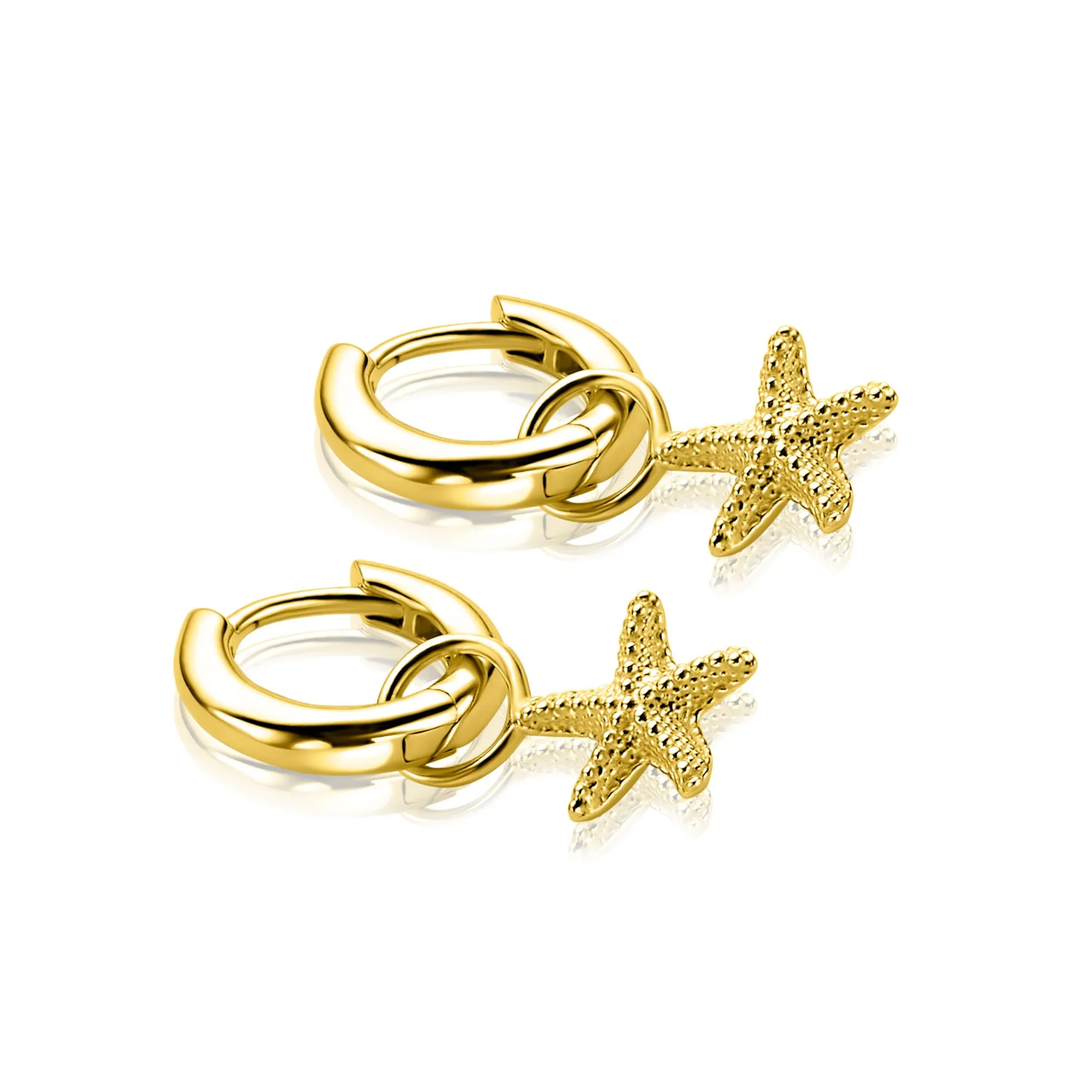 8mm ZINZI gold plated zilveren oorbedels zeester ZICH2731 (zonder oorringen)