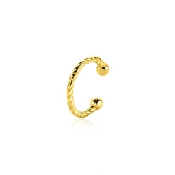 12,5mm ZINZI gold plated zilveren ear cuff gedraaide buis per stuk geprijsd ZIO-CUFF3G