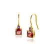 19mm ZINZI gold plated zilveren oorhangers met vierpootszettingen rood granaat en paarse kleurstenen ZIO2563H