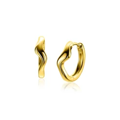 15mm ZINZI gold plated zilveren oorringen organisch gevormd met luxe klapsluiting ZIO2627G