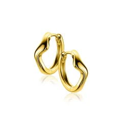 15mm ZINZI gold plated zilveren oorringen organisch gevormd met luxe klapsluiting ZIO2627G
