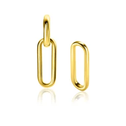 20mm ZINZI gold plated zilveren oorbedels open ovale vorm glad ZICH2415G (zonder oorringen)