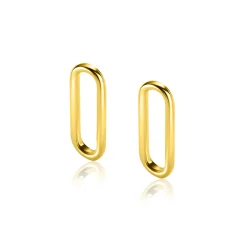 20mm ZINZI gold plated zilveren oorbedels open ovale vorm glad ZICH2415G (zonder oorringen)