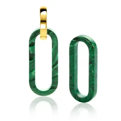 30mm ZINZI grote ovale oorbedels in trendy malachiet groen ZICH2456G (zonder oorringen)