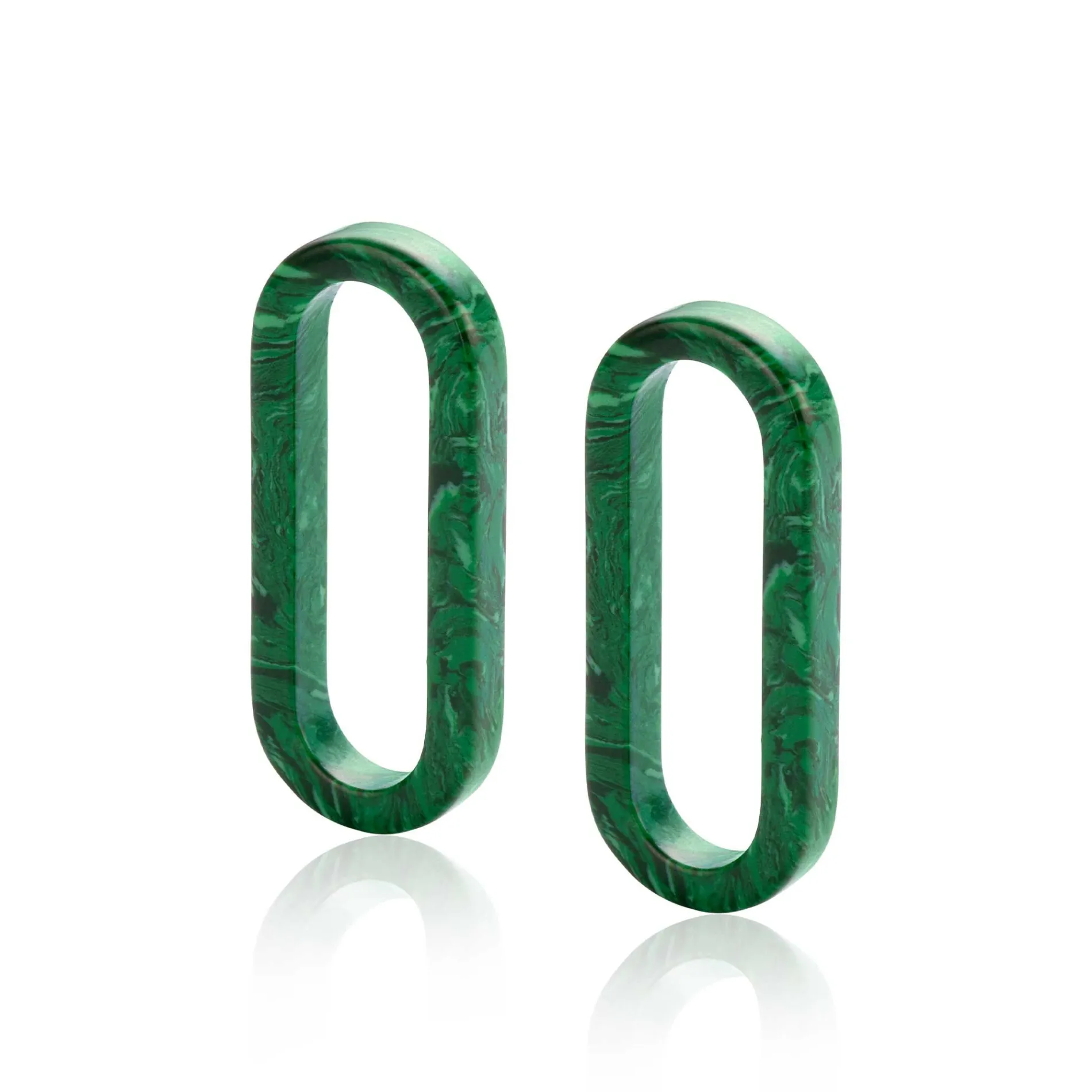 30mm ZINZI grote ovale oorbedels in trendy malachiet groen ZICH2456G (zonder oorringen)