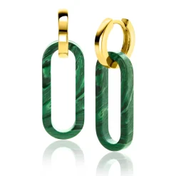 30mm ZINZI grote ovale oorbedels in trendy malachiet groen ZICH2456G (zonder oorringen)