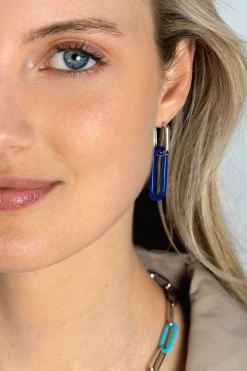 30mm ZINZI grote ovale oorbedels in trendy lapis lazuli blauw ZICH2456L (zonder oorringen)