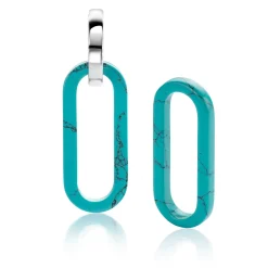 30mm ZINZI grote ovale oorbedels in trendy turquoise blauw ZICH2456T (zonder oorringen)