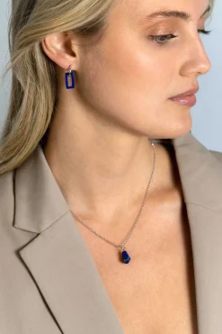 16mm ZINZI oorbedels rechthoek lapis lazuli ZICH2231 (zonder oorringen)