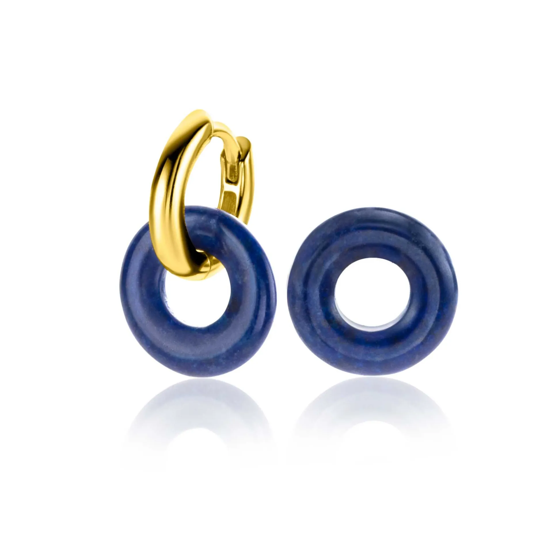 12mm ZINZI oorbedels rond met lapis lazuli edelsteen ZICH2274L (zonder oorringen)