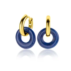 12mm ZINZI oorbedels rond met lapis lazuli edelsteen ZICH2274L (zonder oorringen)