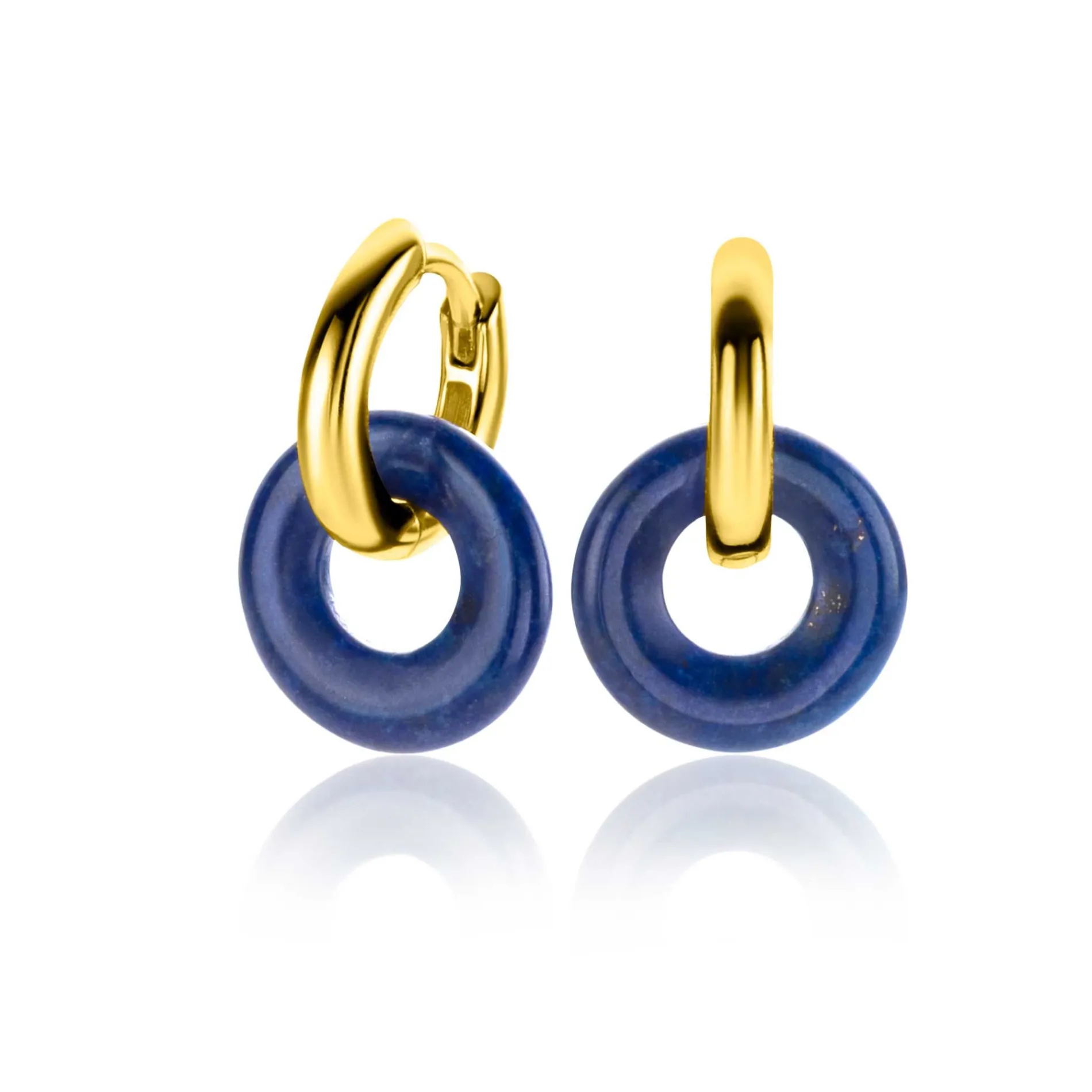 12mm ZINZI oorbedels rond met lapis lazuli edelsteen ZICH2274L (zonder oorringen)