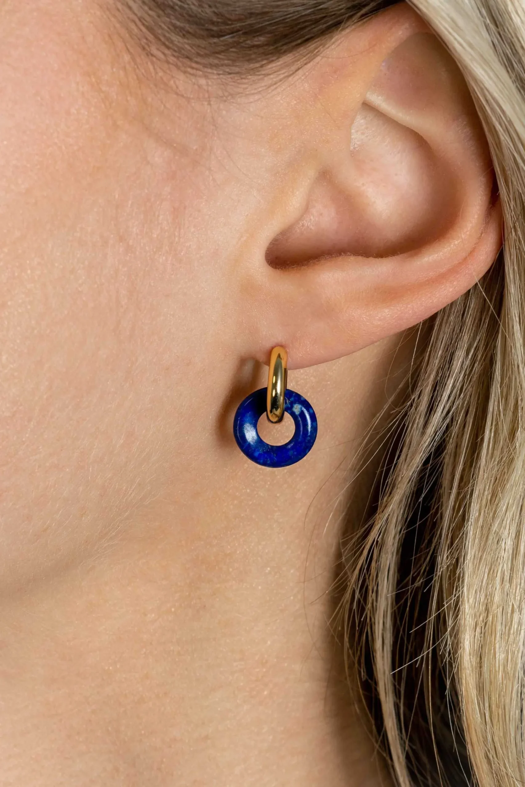 12mm ZINZI oorbedels rond met lapis lazuli edelsteen ZICH2274L (zonder oorringen)