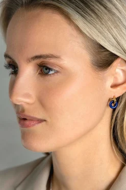 12mm ZINZI oorbedels rond met lapis lazuli edelsteen ZICH2274L (zonder oorringen)