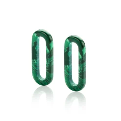 19mm ZINZI ovale oorbedels in trendy malachiet groen ZICH2455G (zonder oorringen)