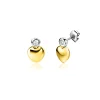 8mm ZINZI zilveren bicolor oorknoppen met een glanzend goudkleurig hart en witte zirconia ZIO2436