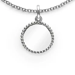 12mm ZINZI zilveren coin hanger met parelrand voor gravure ZIH2650 (zonder collier)