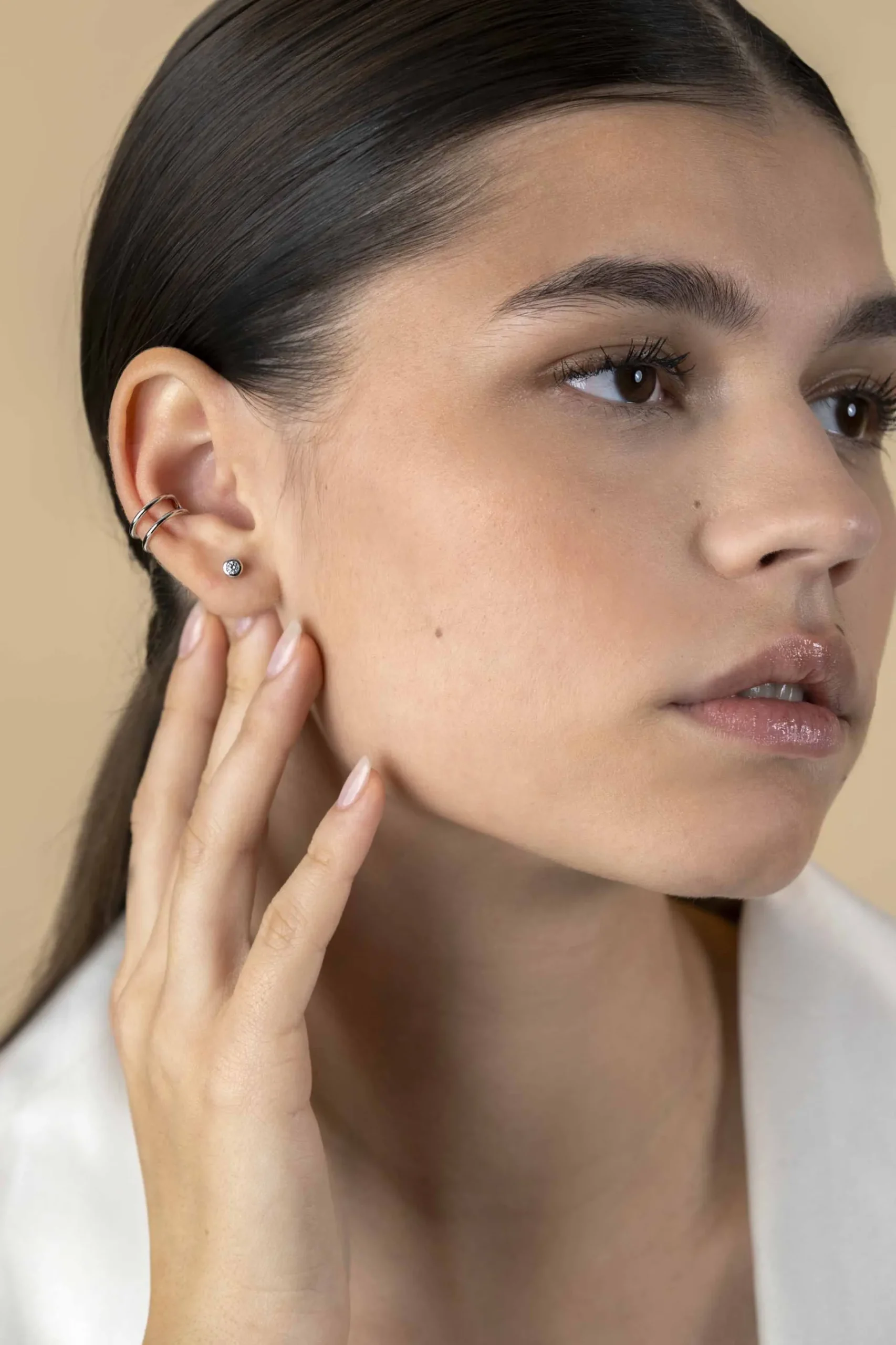 12,5mm ZINZI zilveren ear cuff multi-look dubbele buis 5,5mm breed per stuk geprijsd ZIO-CUFF4
