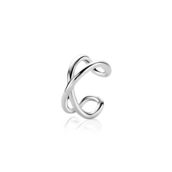 12,5mm ZINZI zilveren ear cuff cross-over gladde buis 5,5mm breed per stuk geprijsd ZIO-CUFF5