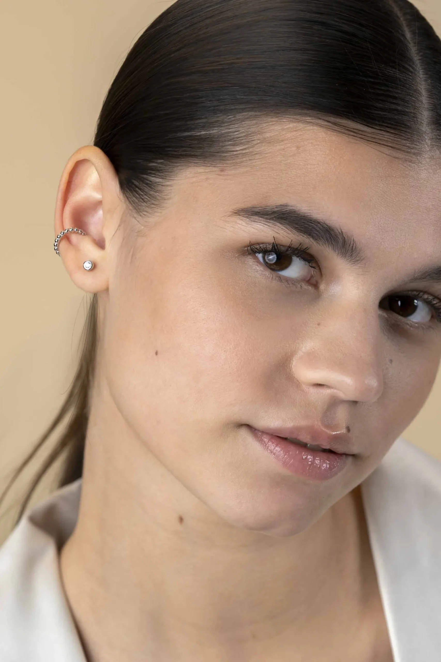 14mm ZINZI zilveren ear cuff bolletjes per stuk geprijsd ZIO-CUFF2