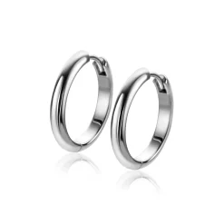 20mm ZINZI zilveren gladde oorringen met ronde buis 3mm met luxe klapsluiting ZIO2602