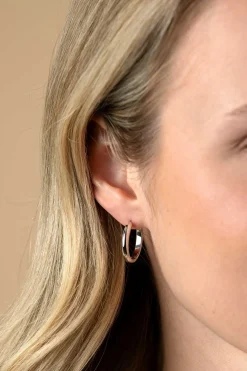 20mm ZINZI zilveren gladde oorringen met ronde buis 3mm met luxe klapsluiting ZIO2602
