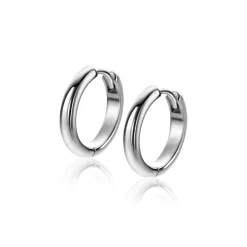 16mm ZINZI zilveren gladde oorringen met ronde buis 3mm met luxe klapsluiting ZIO2601
