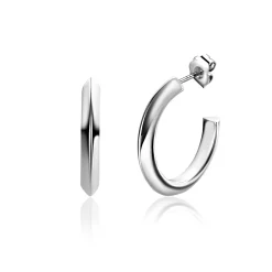 20mm ZINZI zilveren halve oorringen 3mm buisdikte met stekers ZIO2432