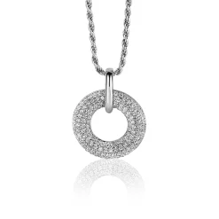 20mm ZINZI zilveren hanger open ronde vorm, bezet met witte zirconia's ZIH2446 (zonder collier)