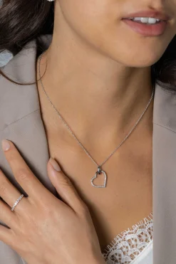 25mm ZINZI zilveren hanger met luxe hart, bezet met witte zirconia's ZIH2447 (zonder collier)