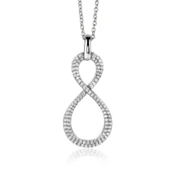 35mm ZINZI zilveren hanger Infinity bezet met witte zirconia's ZIH2570 (zonder collier)