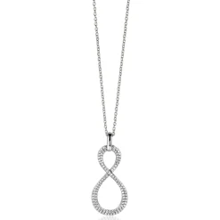 35mm ZINZI zilveren hanger Infinity bezet met witte zirconia's ZIH2570 (zonder collier)