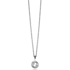 9mm ZINZI zilveren Kreeft sterrenbeeldhanger bezet met witte zirconia ZIH-KRE (zonder collier)