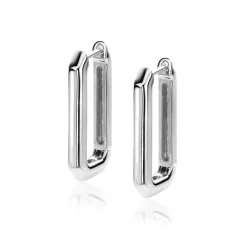 23mm ZINZI zilveren luxe oorringen 23x3mm achthoekig met klapsluiting ZIO2494