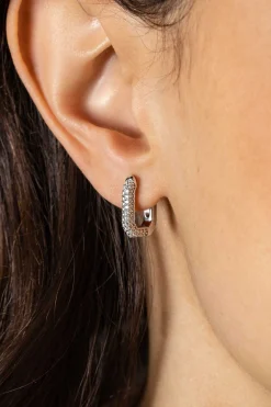 16mm ZINZI zilveren luxe oorringen 16x3mm achthoekig bezet met witte zirconia's en klapsluiting ZIO2495Z