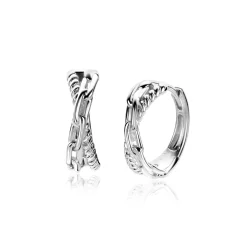 18mm ZINZI zilveren luxe oorringen cross-over met paperclip schakel en gedraaide baan 18x6mm met klapsluiting ZIO2544
