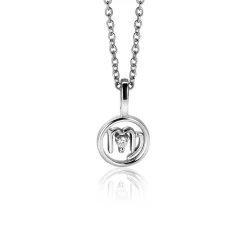 9mm ZINZI zilveren Maagd sterrenbeeldhanger bezet met witte zirconia ZIH-MAA (zonder collier)